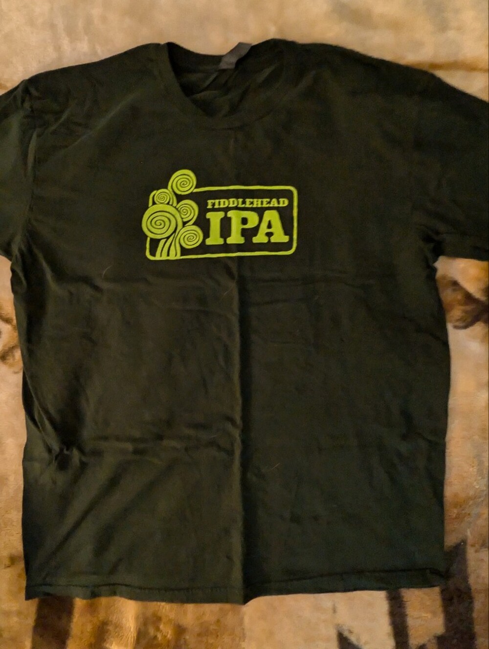 Fiddlehead IPA Logo‎ Tee in Lime on Black